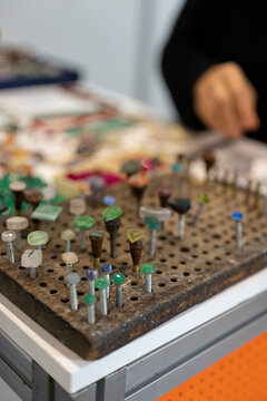 Gemstones on Dop Sticks for Faceting