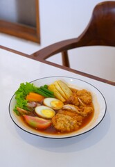 Selat Solo, Javanese style chicken steak or beef on deep plate. Served with vegetable and sweet sauce. Typical Javanese dish that has European influences . Food from Solo, Indonesia