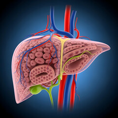 Liver Anatomy Illustration Showing Structure and Blood Vessels