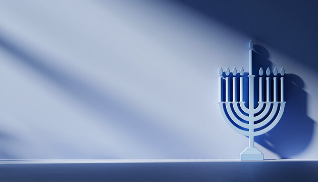 Celebrate Hanukkah with this minimalist menorah illustration, perfect for holiday greetings, event invites, and warm wishes during the Festival of Lights - Powered by Adobe
