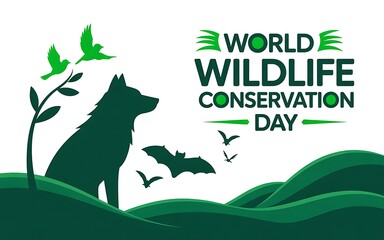 World wildlife conservation day with animal silhouettes