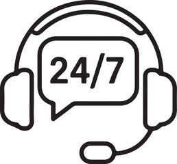 Minimalist black line icon representing customer support and assistance services