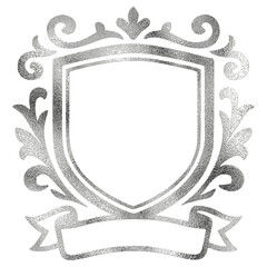 Silver foil crest shield frame with banner