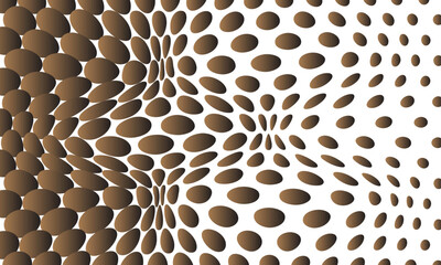 Abstract brown colour gradient polka dot halftone envolbe wave distorted pattern background suitable for fashion textiles, graphics