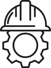 Construction worker with hard hat and engineering gears symbolizing safety and industry development