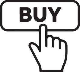 E commerce buy button icon with a pointer hand and outline suitable for online shopping interfaces