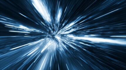 Fototapeta premium Brilliant streaks of light propel forward through a dark, abstract tunnel