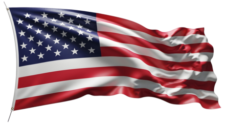 Waving american flag silhouette against a black background