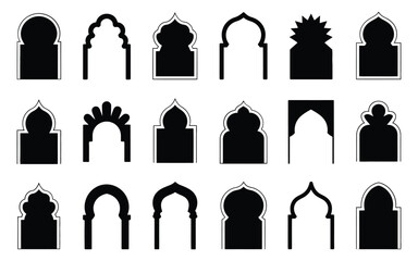 Collection of islamic archways and doorways silhouettes