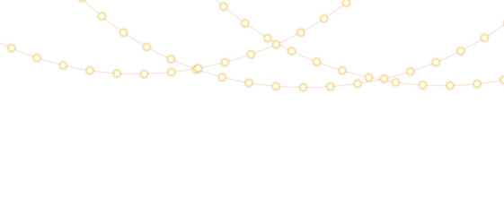 PNG Christmas lights with glowing bulbs for holiday cards and banners overlay background