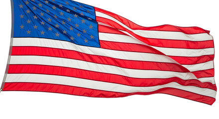 Waving american flag against a dark background silhouette