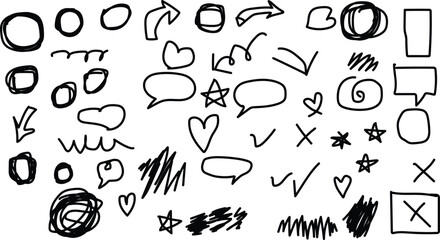 Hand drawn doodle elements collection for design and illustration