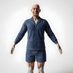 Anatomy Model Showing Muscles and Skeleton Wearing Casual Clothes