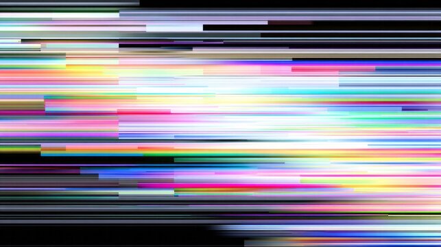 Horizontal bars of vibrant, shifting digital noise create an abstract background - Powered by Adobe