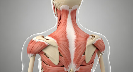Back Anatomy Showing Muscles and Bones Structure