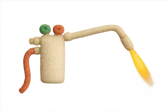 Candy welding torch creating a sweet flaming design