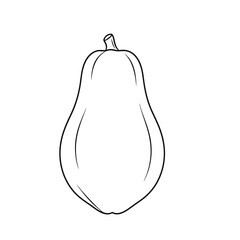 Simple line drawing of a papaya fruit