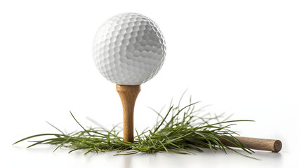Elegant golf ball perched on tee with lush green grass, symbolizing precision, skill, and a love for the game perfect for sports and recreation