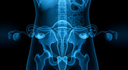 Medical X-ray Image of Female Reproductive System for Educational Use