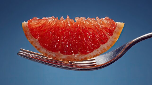 Close-up of a grapefruit slice on a fork. - Powered by Adobe