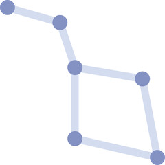 Abstract Digital Art Connecting Dots in Blue and Purple on a Clean White Background with Thin Lines Creating a Minimalist Constellation Pattern