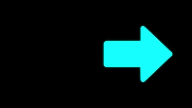 Right Cyan arrow icon animation on Black Background.