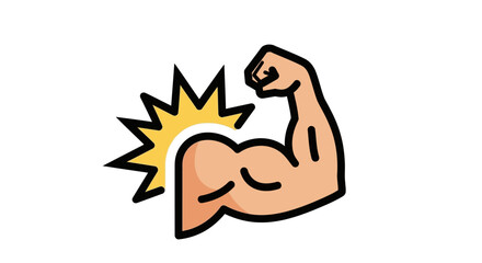 Strong Arm Flexing with Sunburst Symbol of Power and Strength.