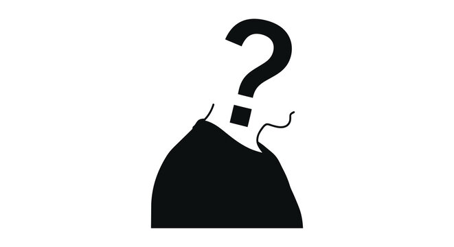 Question mark head silhouette of a person in a suit silhouette