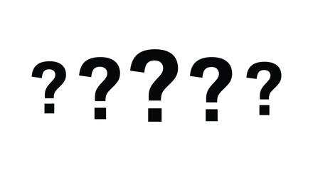 Row of question marks in black and white silhouette