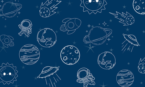 Planets and austronaut wallpaper 