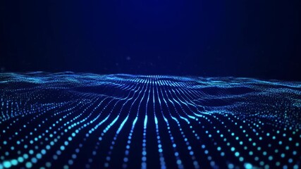 Blue digital wave pattern. Glowing dots on dark background. Abstract technology illustration. Digital wave design. Blue light dots. Technology background. Vector illustration. - Powered by Adobe