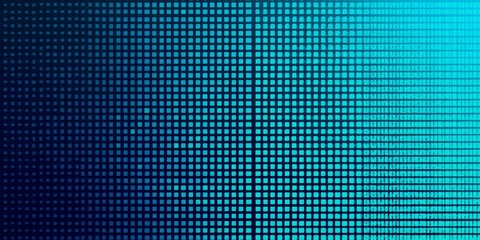 Digital grid pattern displays a vibrant cyan to deep blue color gradient across the surface