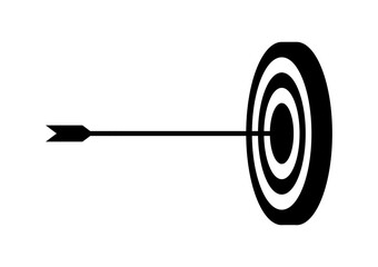 Target and Arrow Icon Symbol Silhouette. Goal Achievement Concept. Vector Illustration.