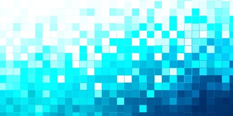 Digital mosaic pattern displays a gradual transition from white to deep cyan blue.