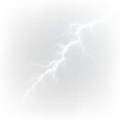 Bright white glowing electric strike flash power thunder effect. PNG