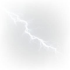 Bright white glowing electric strike flash power thunder effect. PNG