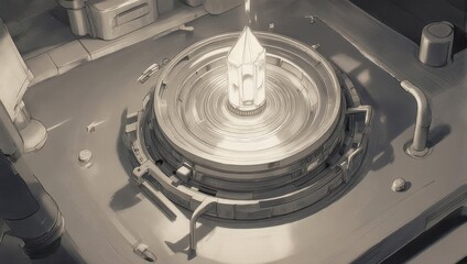 Close-up of a scientific instrument with a spinning disc and a crystal.