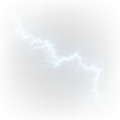 Bright blue glowing electric strike flash power thunder effect. PNG