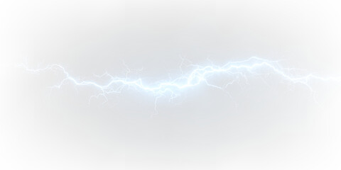 Bright blue glowing electric strike flash power thunder effect. PNG
