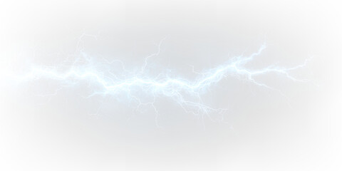 Bright blue glowing electric strike flash power thunder effect. PNG
