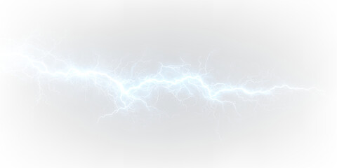 Bright blue glowing electric strike flash power thunder effect. PNG
