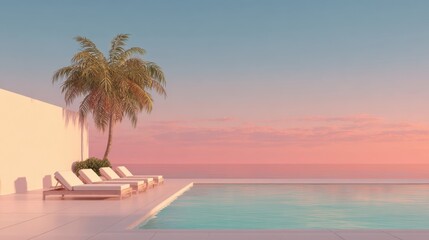 Fototapeta premium Relaxing sunset by the poolside