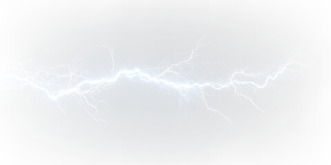 Bright blue glowing electric strike flash power thunder effect. PNG