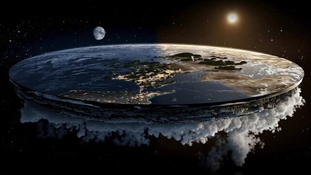 An animation demonstrating the concept of day and night on a flat Earth model