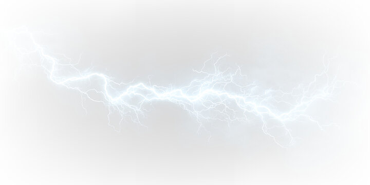 Bright blue glowing electric strike flash power thunder effect. PNG