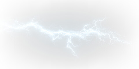 Bright blue glowing electric strike flash power thunder effect. PNG