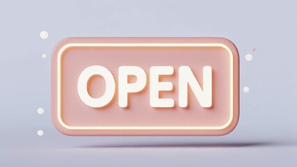 Animated open sign beckons customers in a vibrant, modern style, perfect for attracting attention and announcing grand openings with flair and style