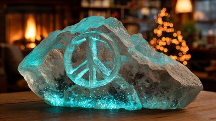 Frozen ice crystal with Peace word inside
