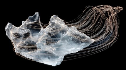 Melting ice text turning into digital particles