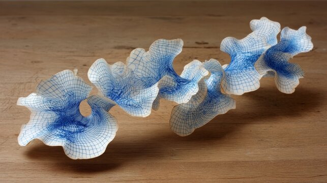 Architectural paper fold with floating CAD wireframe